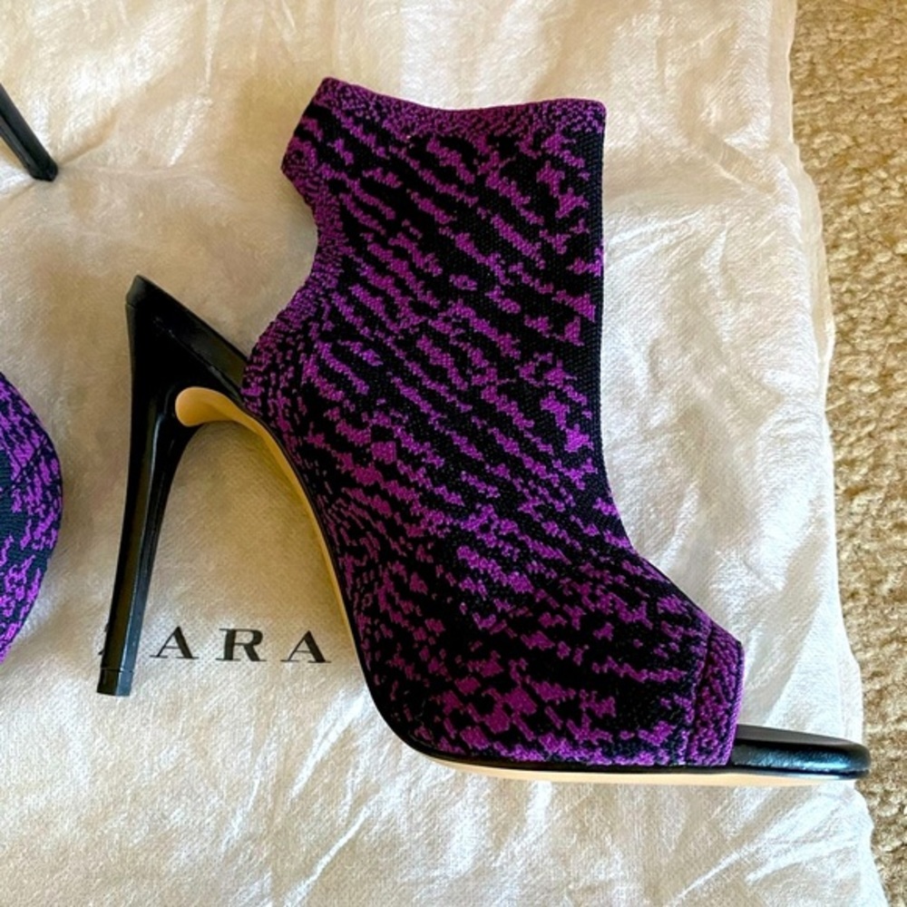 Zara Fabric Open Heel Peep Toe Sandals